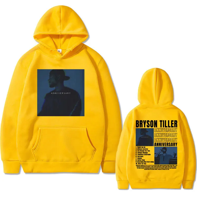 Hip Hop Rapper Bryson Tiller ANNIVERSARY Graphic Print Hoodie Male Casual Fleece Sweatshirt Men Women Vintage Oversized Hoodies