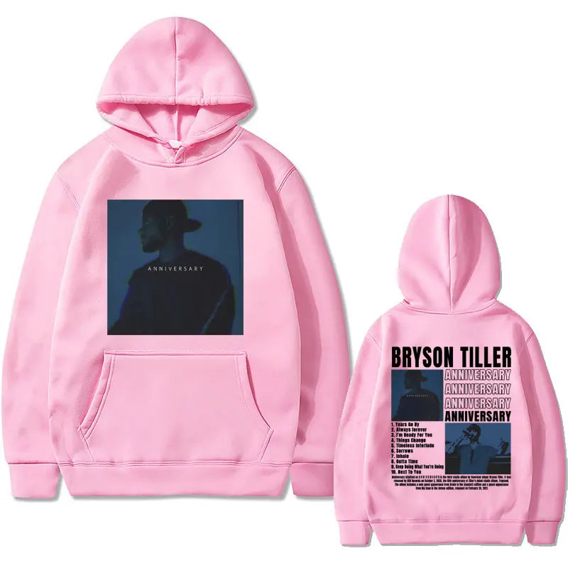 Hip Hop Rapper Bryson Tiller ANNIVERSARY Graphic Print Hoodie Male Casual Fleece Sweatshirt Men Women Vintage Oversized Hoodies