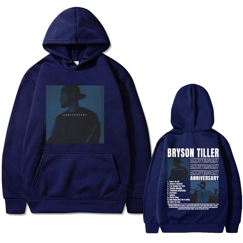 Hip Hop Rapper Bryson Tiller ANNIVERSARY Graphic Print Hoodie Male Casual Fleece Sweatshirt Men Women Vintage Oversized Hoodies