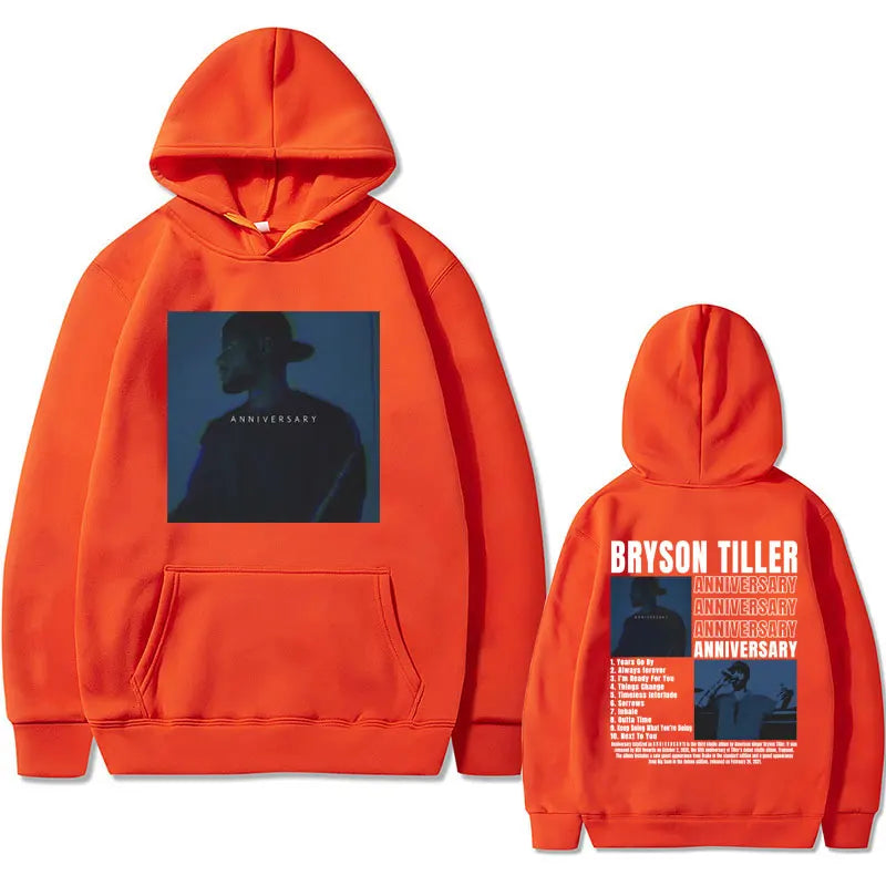 Hip Hop Rapper Bryson Tiller ANNIVERSARY Graphic Print Hoodie Male Casual Fleece Sweatshirt Men Women Vintage Oversized Hoodies