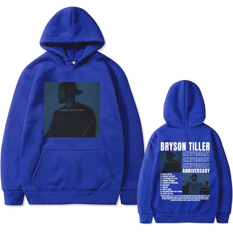 Hip Hop Rapper Bryson Tiller ANNIVERSARY Graphic Print Hoodie Male Casual Fleece Sweatshirt Men Women Vintage Oversized Hoodies